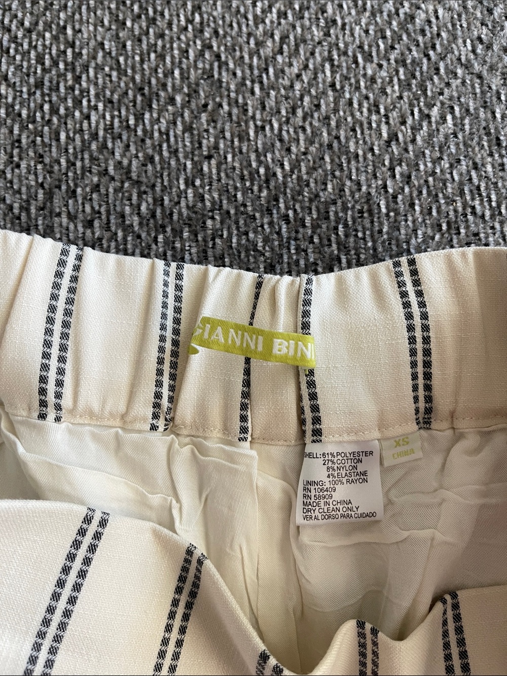 Gianni Bini Cream and Black Striped High-Waist Shorts - Picture 2 of 3